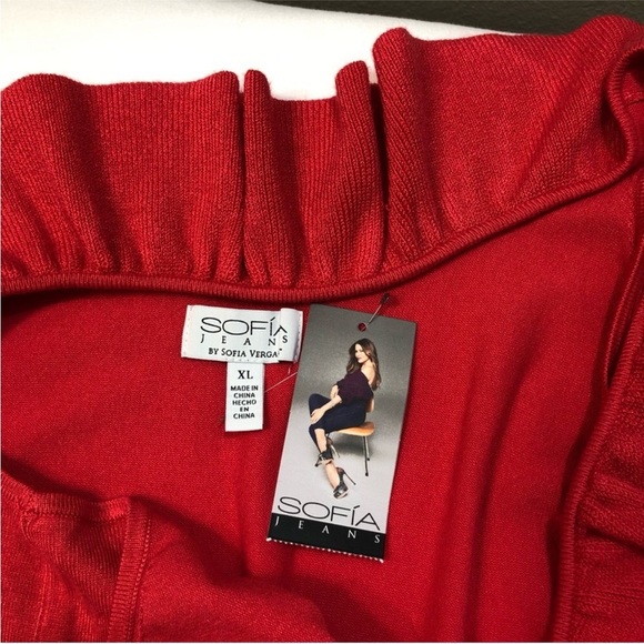 Sofia Vergara Red Versatile Ruffle Tank Knit Sweater Size XL - Picture 8 of 10